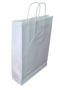 Lot de 50 sacs en papier kraft blanc avec poignées torsadées : blanc 40 x 45 x 19 cm