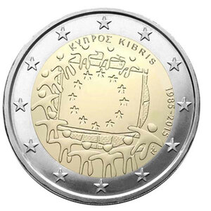Monnaie 2 euros commémorative chypre 2015 - 30 ans du drapeau européen