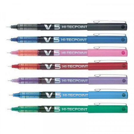 Lot de 7 stylos roller hi-tecpoint v5 pointe fine assortiment pilot