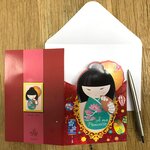 Carte Heureux Anniversaire Princesse Asiatique en Relief avec Enveloppe12x17 5cm