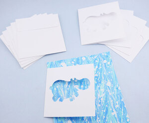 5 Cartes et enveloppe DIY blanches 13x13cm Hippo