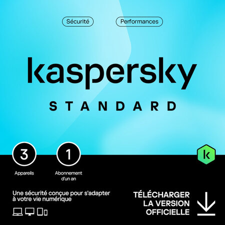 Kaspersky Standard - Licence 1 an - 3 appareils - A télécharger