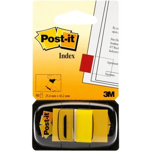 Marque-pages souples 25 x 43,2 mm - 50 index jaune (paquet 50 unités)