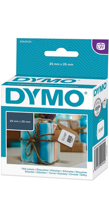 DYMO LabelWriter Boite de 1 rouleau de 750 étiquettes Multi-usages (Adhésif semi permanent)  25mm x 25mm