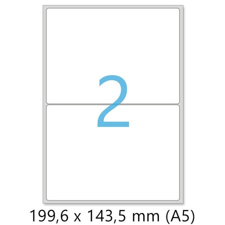 Lot de 10 planches a4 de 2 étiquettes autocollantes a5 format 199,6 x 143,5 mm = 20 étiquettes