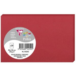 Paquet de 25 cartes simples 210g 82x128 rouge groseille clairefontaine