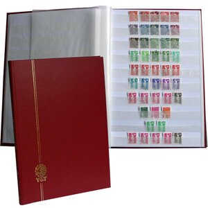 PERFECTA : Classeur fixe pour timbres (Grand modèle-Pages Blanches-32p. Grenat)