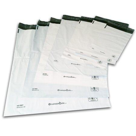Lot de 1000 enveloppes plastiques blanches opaques fb08 - 770x550 mm