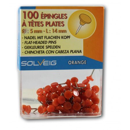 100 épingles tête plate solveig orange