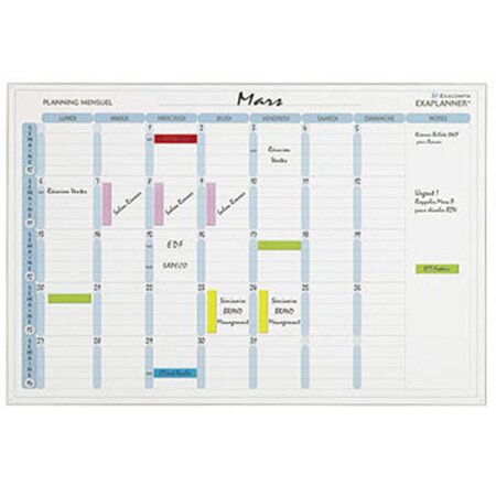 Tableau planning mensuel effaçable à sec mensuel, Magnétique, 600 cm x 900 cm