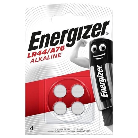 Pile bouton alcaline Energizer LR44/A76, Pack de 4