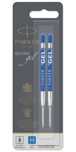 PARKER recharge bille gel  pointe moyenne  bleue  blister X 2