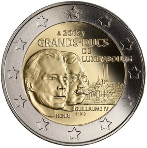 Pièce de monnaie 2 euro commémorative Luxembourg 2012 – Guillaume IV
