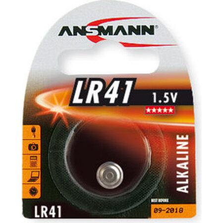 Blister de 1 pile bouton d'alcaline 'LR41' 1,5 Volt (AG3) ANSMANN