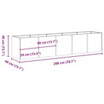 vidaXL Jardinière rouillé 200x40x40 cm acier inoxydable