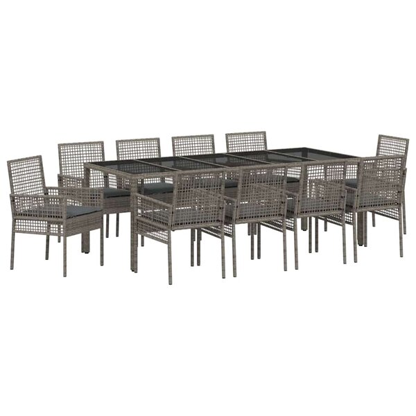 vidaXL Ensemble de salle à manger pour jardin 11 Pièces Gris polyrotin