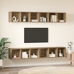 vidaXL Meuble TV mural 4 Pièces chêne artisanal 37 x 37 x 107 5 cm