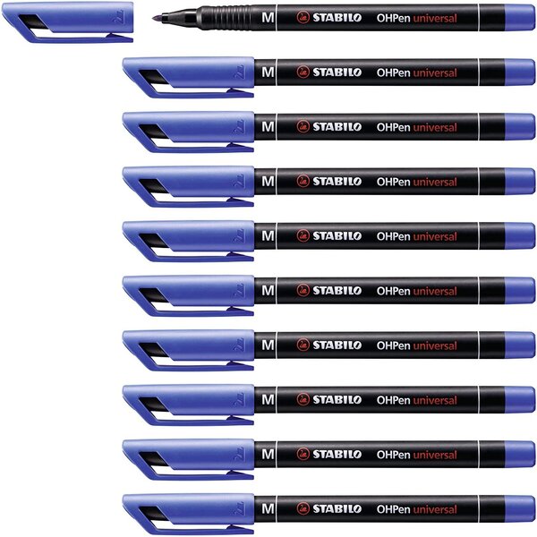 Feutres pour Transparent OHPen Permanent Pte médium Bleu x 10 STABILO