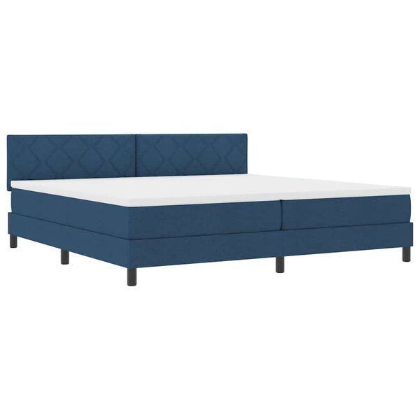 vidaXL Lit boxspring avec matelas avec matelas Bleu 200 x 200 cm tissu