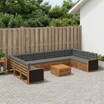 vidaXL Ensembles de canapés avec coussin 11 Pièces Bois d'Acacia Massif