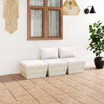 vidaXL Salon de jardin palette 3 Pièces avec coussins bois d'épicéa