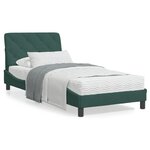 vidaXL Cadre de lit avec tête de lit Vert foncé 90x200 cm Velours
