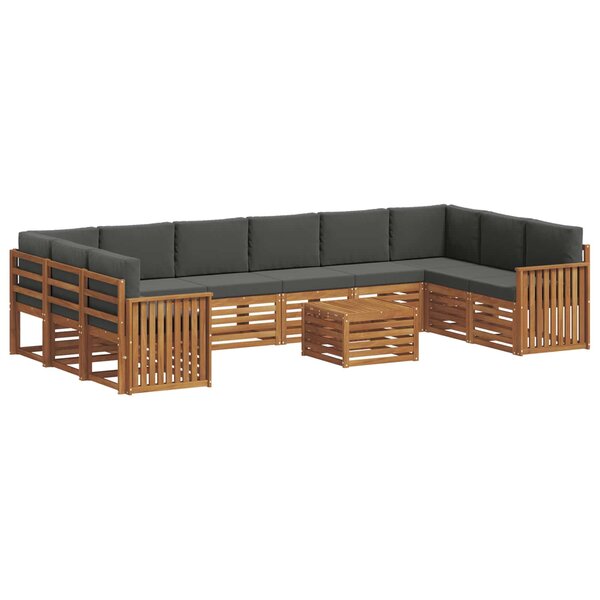 vidaXL Ensemble de canapés d'extérieur 11 Pièces Naturel et Anthracite