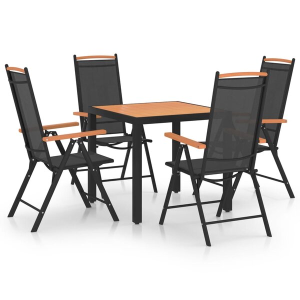 vidaXL Ensemble à manger de jardin 5 Pièces aluminium noir