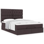 VidaXL Cadre de lit ottoman avec matelas marron foncé 140x200 cm tissu