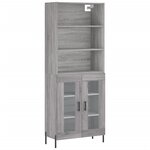 vidaXL Buffet haut Sonoma gris 69 5x34x180 cm Bois d'ingénierie