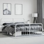 vidaXL Cadre de lit métal avec tête de lit/pied de lit blanc 200x200cm