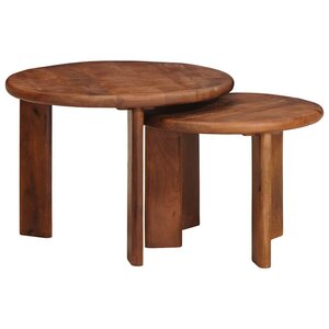 vidaXL Tables basses gigognes 2 Pièces Marron miel Bois de mangue massif