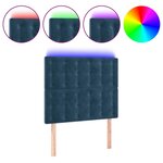 vidaXL Tête de lit à LED Bleu foncé 80x5x118/128 cm Velours