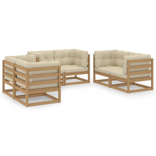 vidaXL Salon de jardin 6 Pièces avec coussins Bois de pin massif