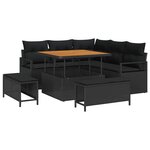 vidaXL Ensemble de canapé de jardin avec coussin 8 Pièces Noir Poly rotin