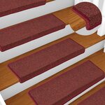 vidaXL Tapis d'escalier 30 pièces 65 x 21 x 4 cm Bordeaux Bordure rectangulaire
