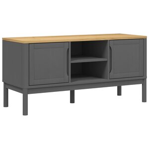 vidaXL Meuble TV FLORO gris 114x43x55 cm bois massif de pin