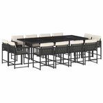 vidaXL Ensemble à manger de jardin 13 Pièces coussins noir résine tressée