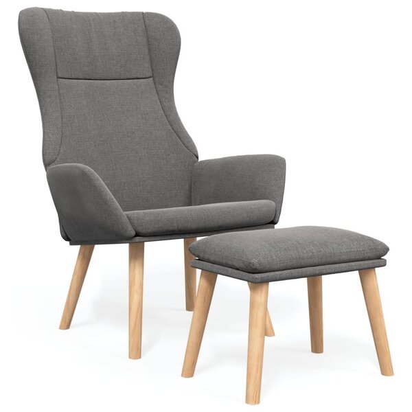 vidaXL Chaise de relaxation avec repose-pied Gris clair Tissu