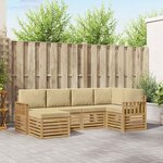 vidaXL Ensemble de canapés d'extérieur 6 Pièces Blanc et Beige