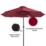 Parasol de jardin XXL parasol grande taille 4,6L x 2,7l x 2,4H m ouverture fermeture manivelle acier polyester haute densité bordeaux