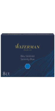 Waterman boîte de 8 cartouches longues  couleur bleu sérénité effaçable pour stylo plume