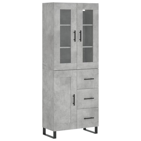 vidaXL Buffet haut Gris béton 69 5x34x180 cm Bois d'ingénierie
