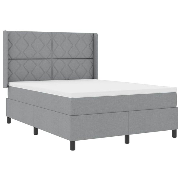 vidaXL Lit à ressorts avec matelas Gris clair 140 x 190 cm tissu
