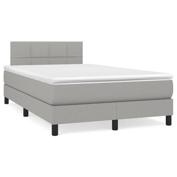 vidaXL Sommier à lattes de lit avec matelas Gris clair 120x200cm Tissu