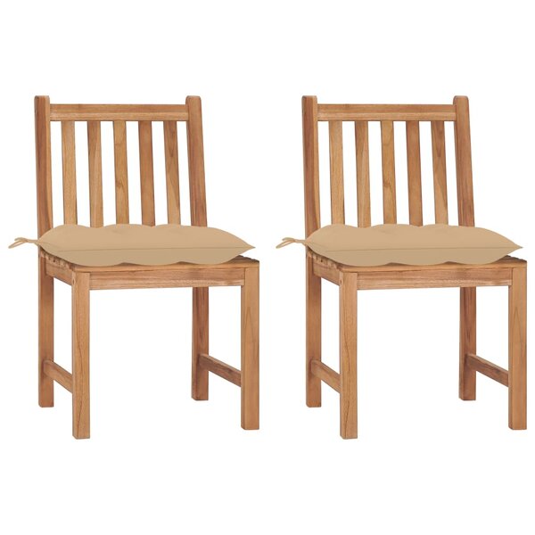 vidaXL Chaises de jardin lot de 2 avec coussins Bois de teck massif
