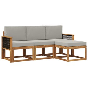 vidaXL Ensemble de canapés d'extérieur 4 pc Naturel et gris clair