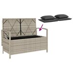 VidaXL Banc de rangement de jardin avec coussin gris clair polyrotin