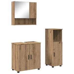 vidaXL Ensemble de mobilier de salle de bain 3 Pièces Chêne artisanal