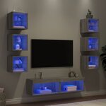vidaXL Unités murales TV avec LED 8 Pièces gris sonoma bois d'ingénierie